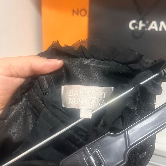 Badgley Mischka Black Satin Lace
Pleated Gown | Size6 - Picture 10 of 10